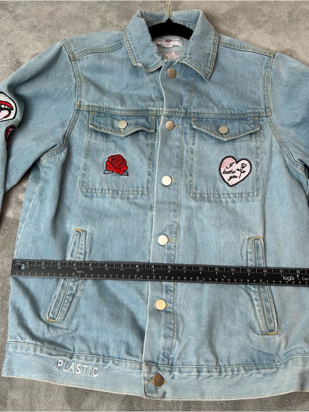 Ink Tee Jean Jacket Custom Embroidered Patchwork Color Blue Denim Women’s Size 4 - Picture 12 of 16